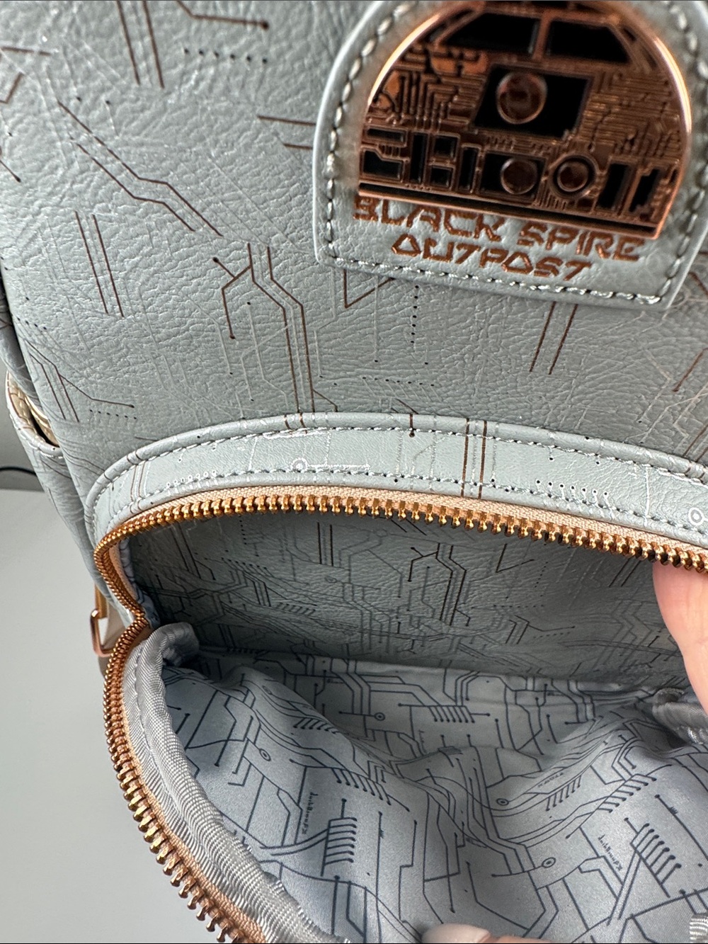 Loungefly Disney Star Wars Droid Backpack with Rose Gold Accents - Picture 3 of 13